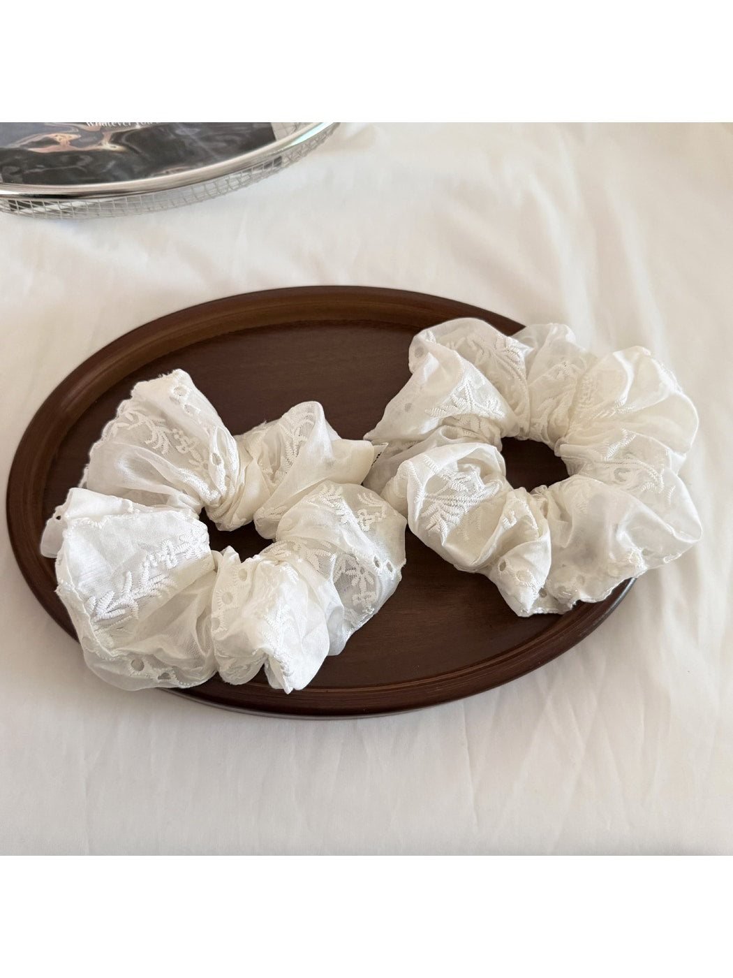 Gifty - Floral Cutout Embroidered Polyester Scrunchie