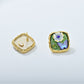 Earedge - Inlaid Floral Square Stud Earrings
