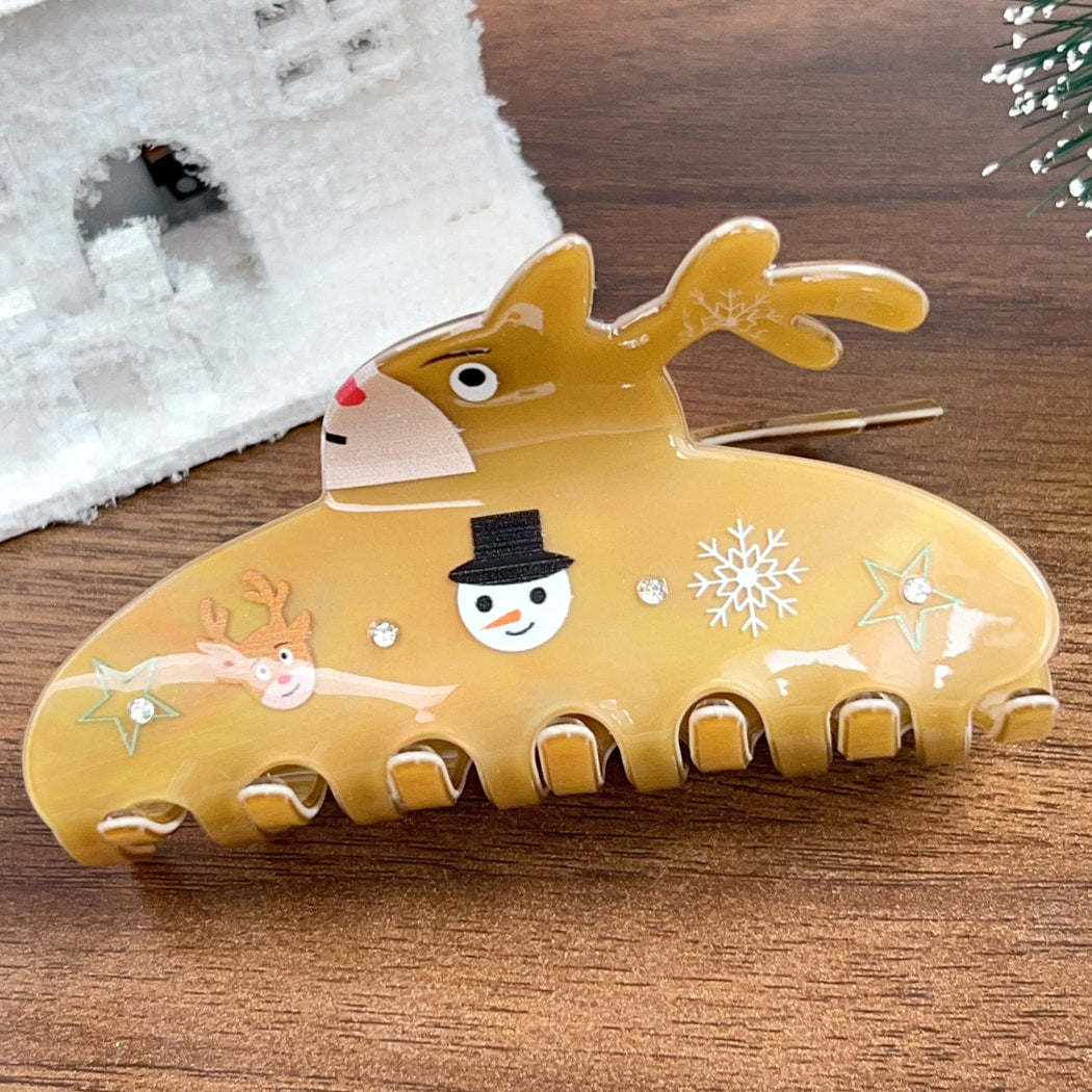 Beau - Glossy Christmas Style Snowman Claw Clip
