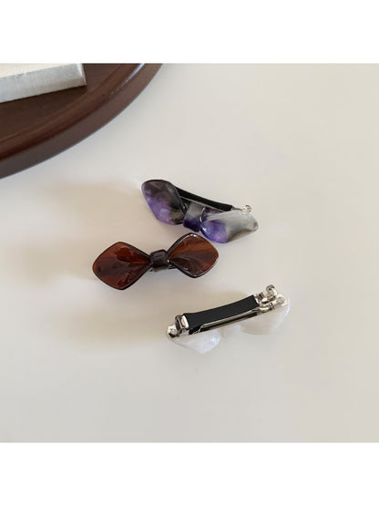 Beau - Marbled Bow Acetate Fiber Hair Clip