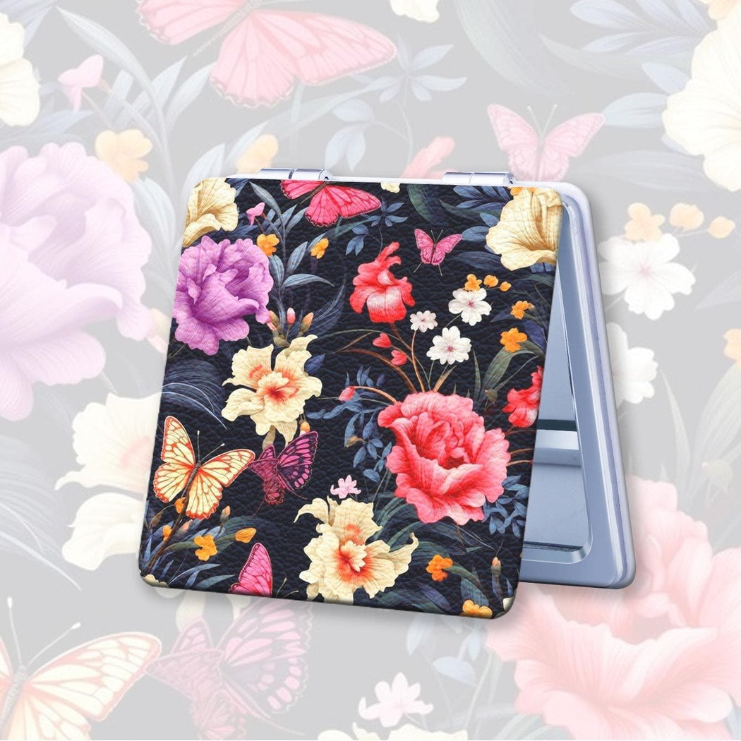 Mirroray - Floral PU Folding Touch-Up Makeup Mirror