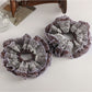 Gifty - Purple Floral Mesh Sheer Ruffle Scrunchie