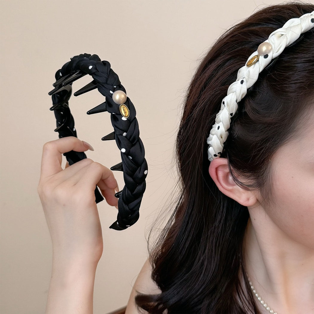 Gifty - Braided Polka Dot Toothed Women's Headband