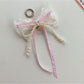 Keypus - Plaid Lace Beaded Bow Bag Charm Keychain