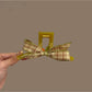 Beau - Fruit Detail Plaid Bow PC Claw Hair Clip