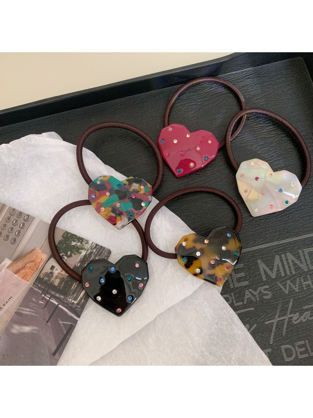 Gifty - Heart Acetate Elastic Hair Tie