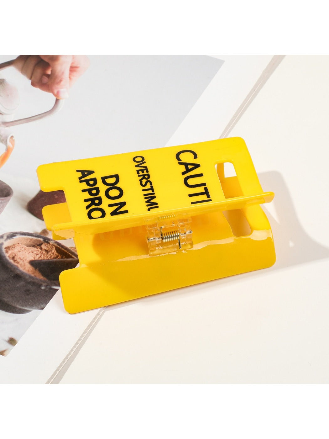 Beau - Yellow Caution Sign Shaped Claw Clip