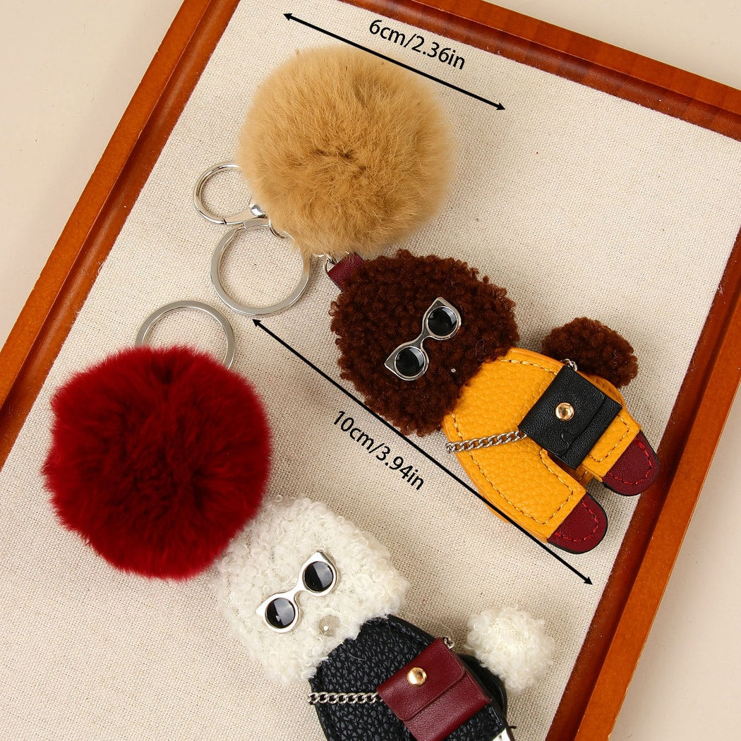 Keypus - PU Plush Cartoon Animal Pom Pom Keychain