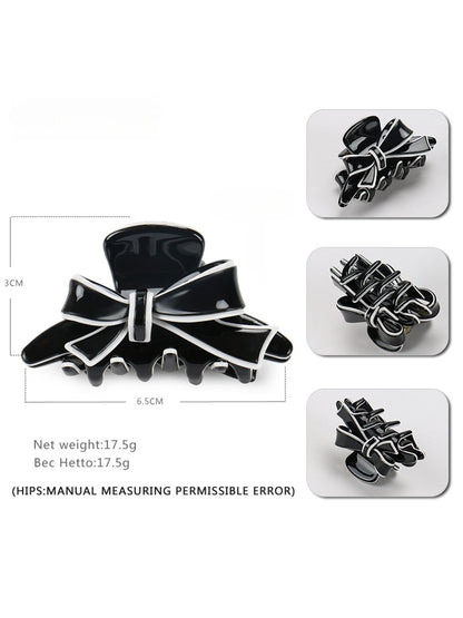 Beau - Acetate Fiber Bow Edge Trim Claw Clip
