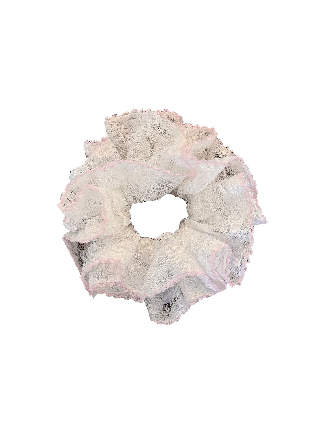 Gifty - Double Layer Lace Trim Polyester Scrunchie