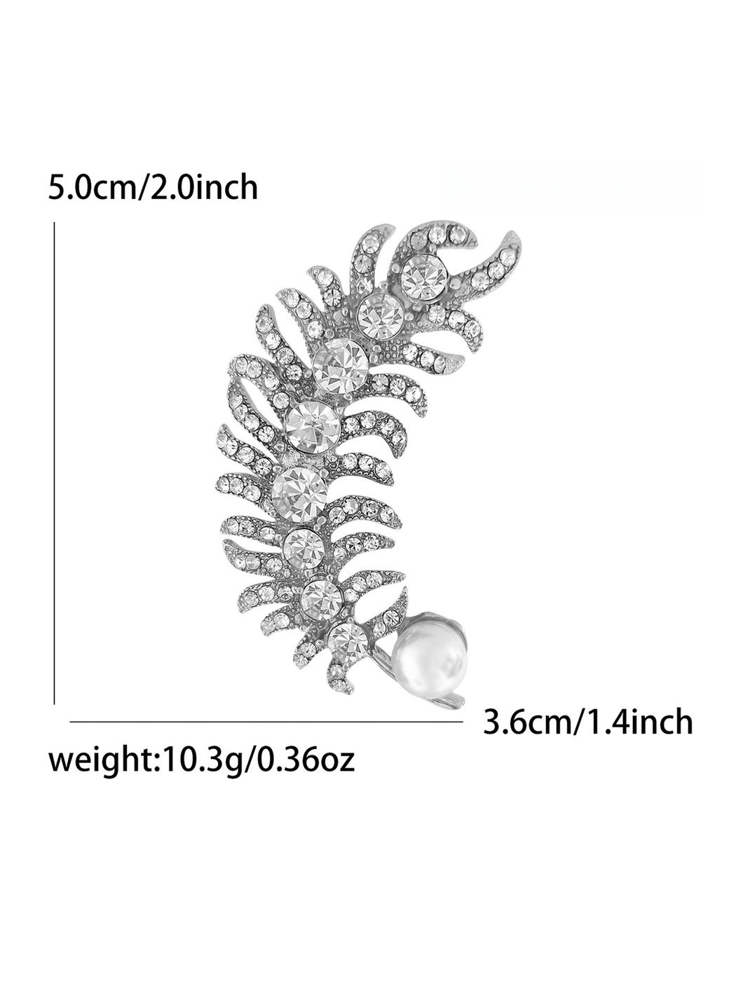 Brovia - Feather Rhinestone Alloy Elegant Brooch Pin
