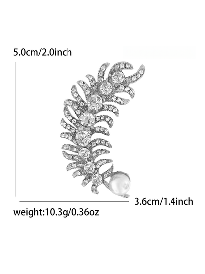 Brovia - Feather Rhinestone Alloy Elegant Brooch Pin