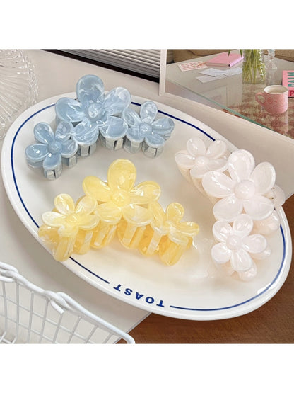 Beau - Marbled Flower Plastic Floral Hair Claw Clip