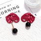 Earedge - Asymmetrical Elephant Black Bead Dangle Earrings