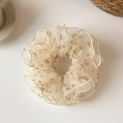 Gifty - Floral Mesh Four-Layer Ruffled Scrunchie