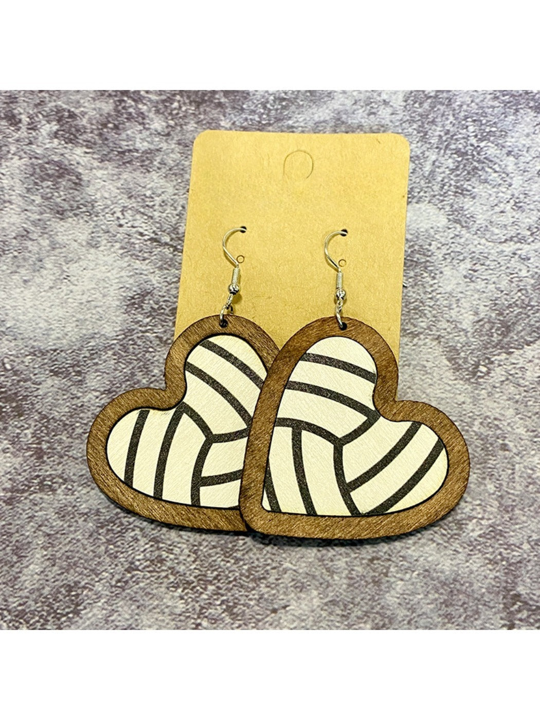 Earedge - Wooden Heart Sport Earrings