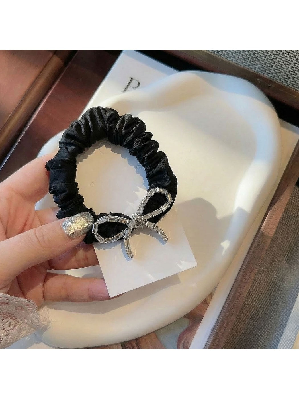 Gifty - Polyester Alloy Rhinestone Bow Hair Tie