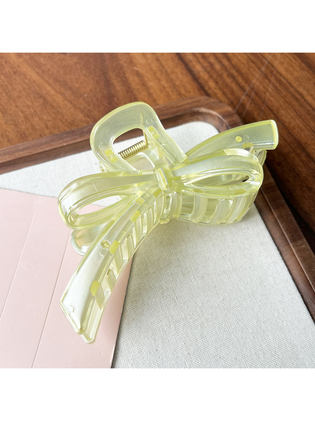 Beau - Large Bow Ring Detail Geometric PC Claw Clip