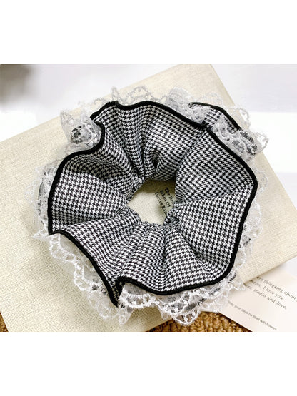Gifty - Plaid Lace Scrunchie Bow Low Ponytail