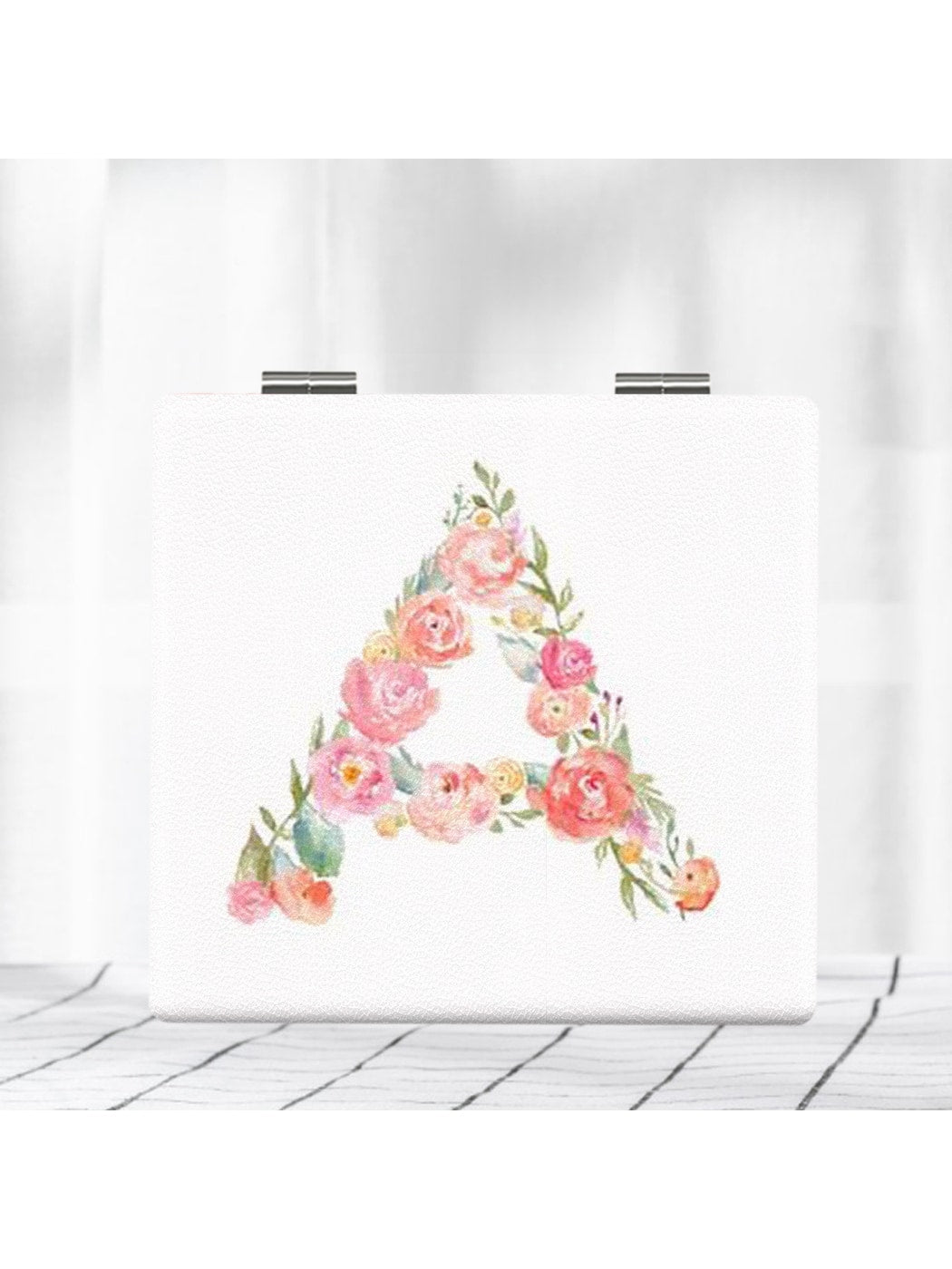 Mirroray - Elegant Floral Letter Print Compact Mirror