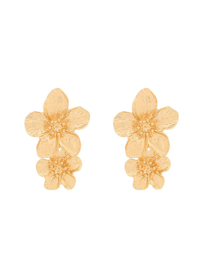 Earedge - Vintage Style Double Flower Dangle Earrings