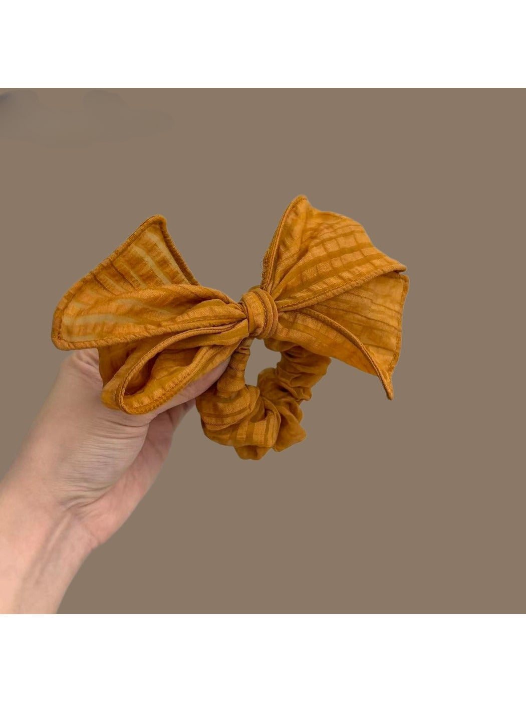 Gifty - Pleated Bow Polyester Fabric Scrunchie