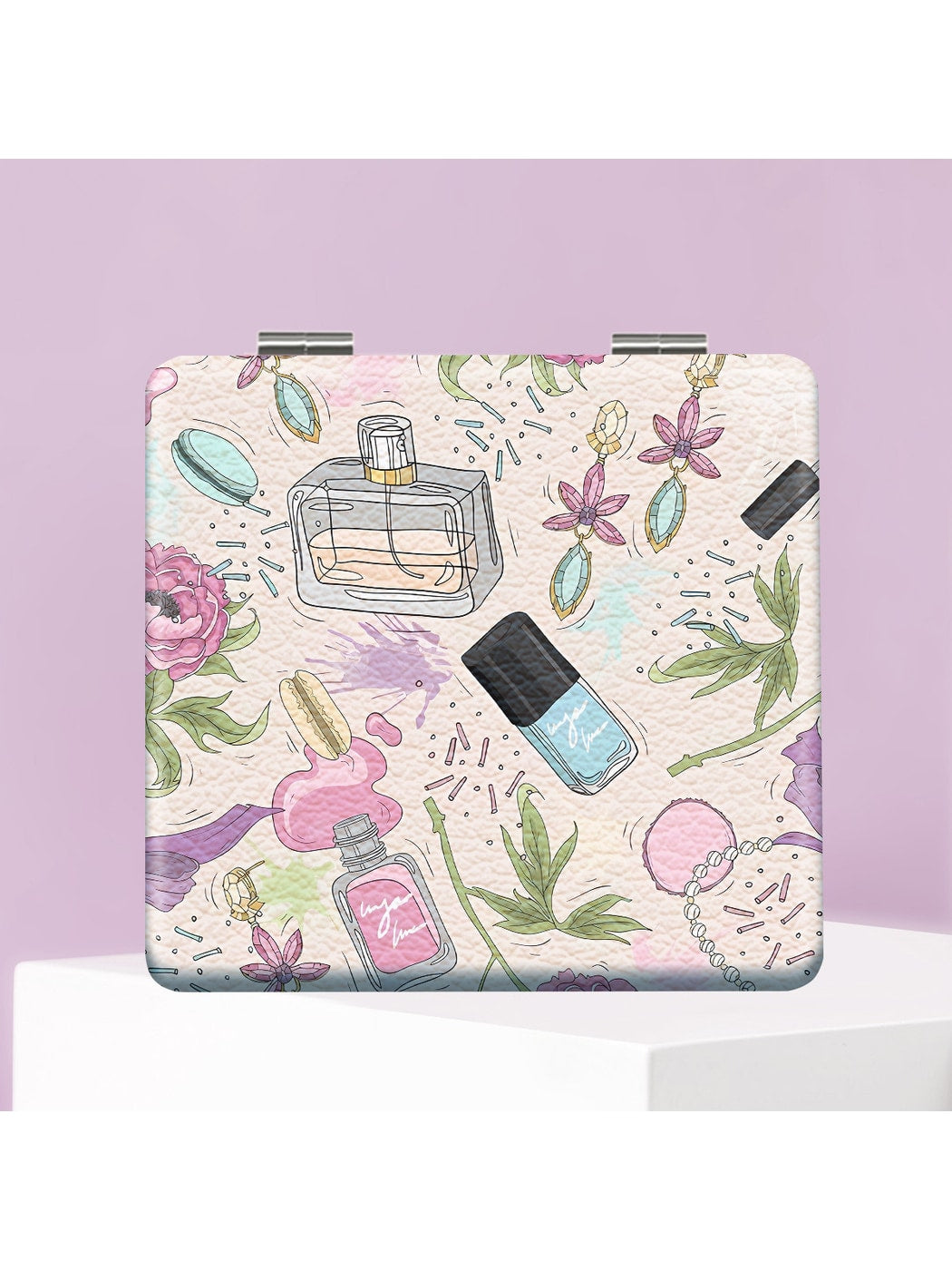 Mirroray - Cosmetics Theme Cartoon Print Compact Mirror