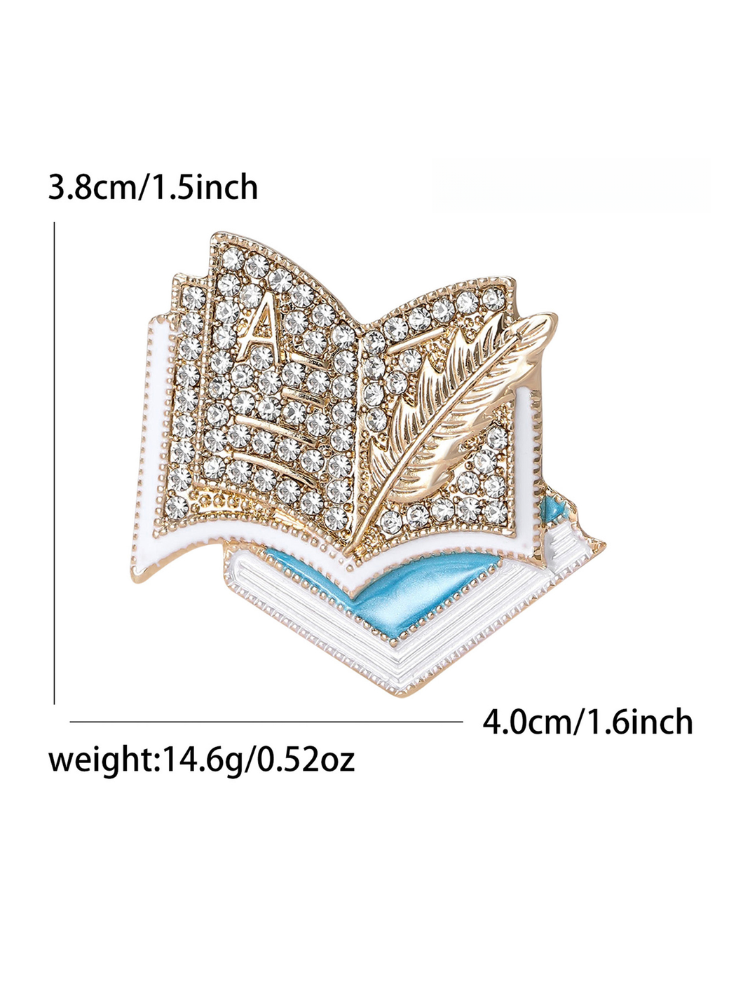 Brovia - Book Shape Enamel Rhinestone Fashion Brooch