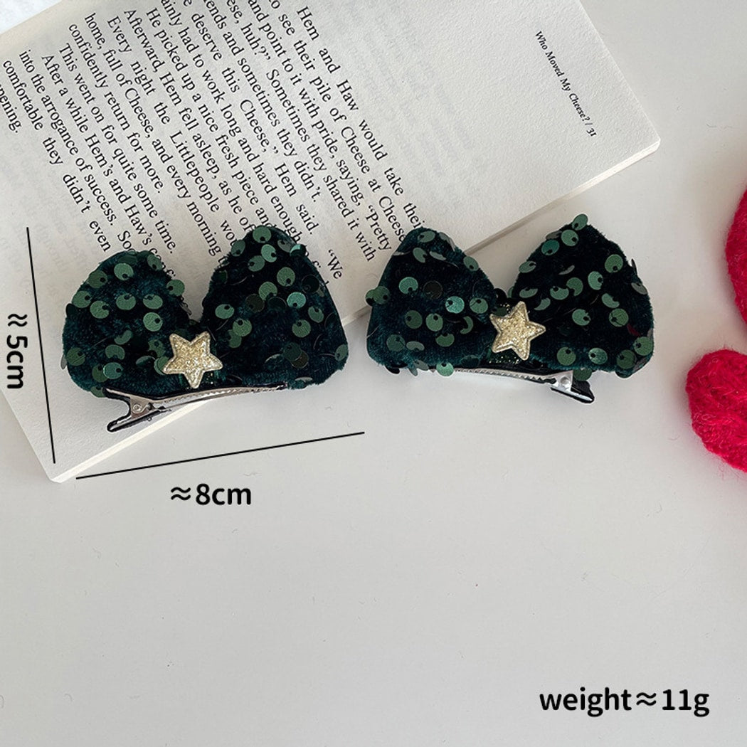 Beau - Christmas Sequin Star Bow Hair Accessories