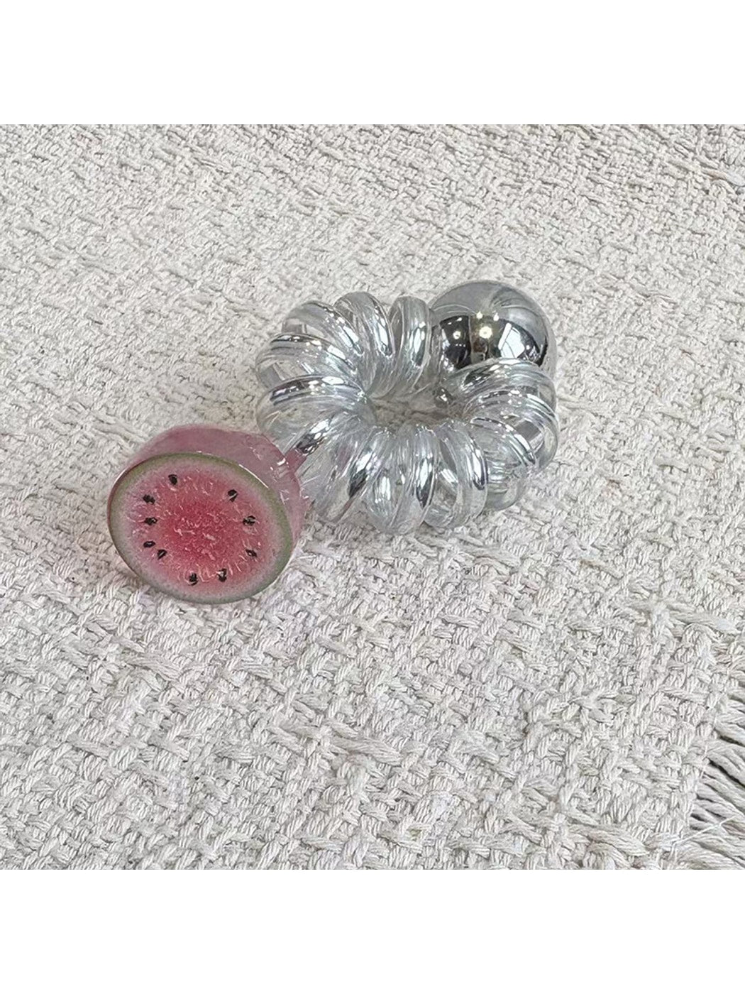 Gifty - Clear Fruit Charm Spiral Hair Tie