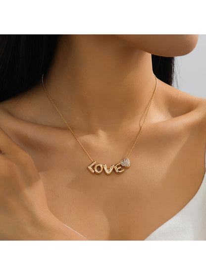 Nozari - Simple LOVE Letter Heart Pendant Necklace
