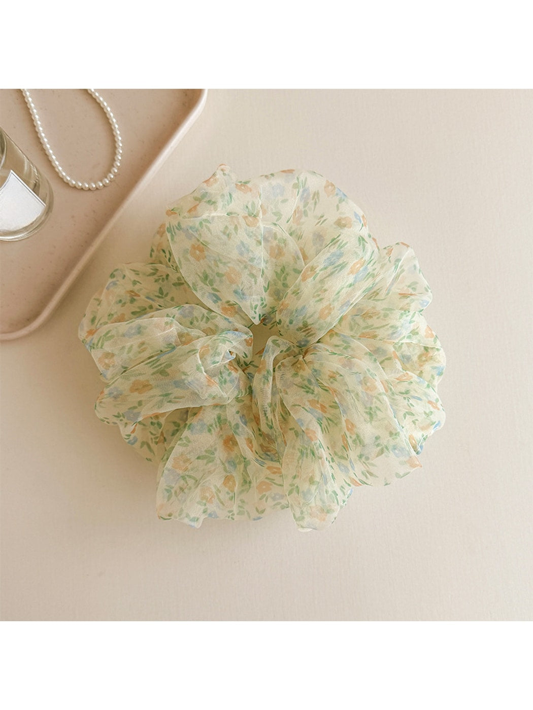 Gifty - Floral Organza Look High Stretch Scrunchie