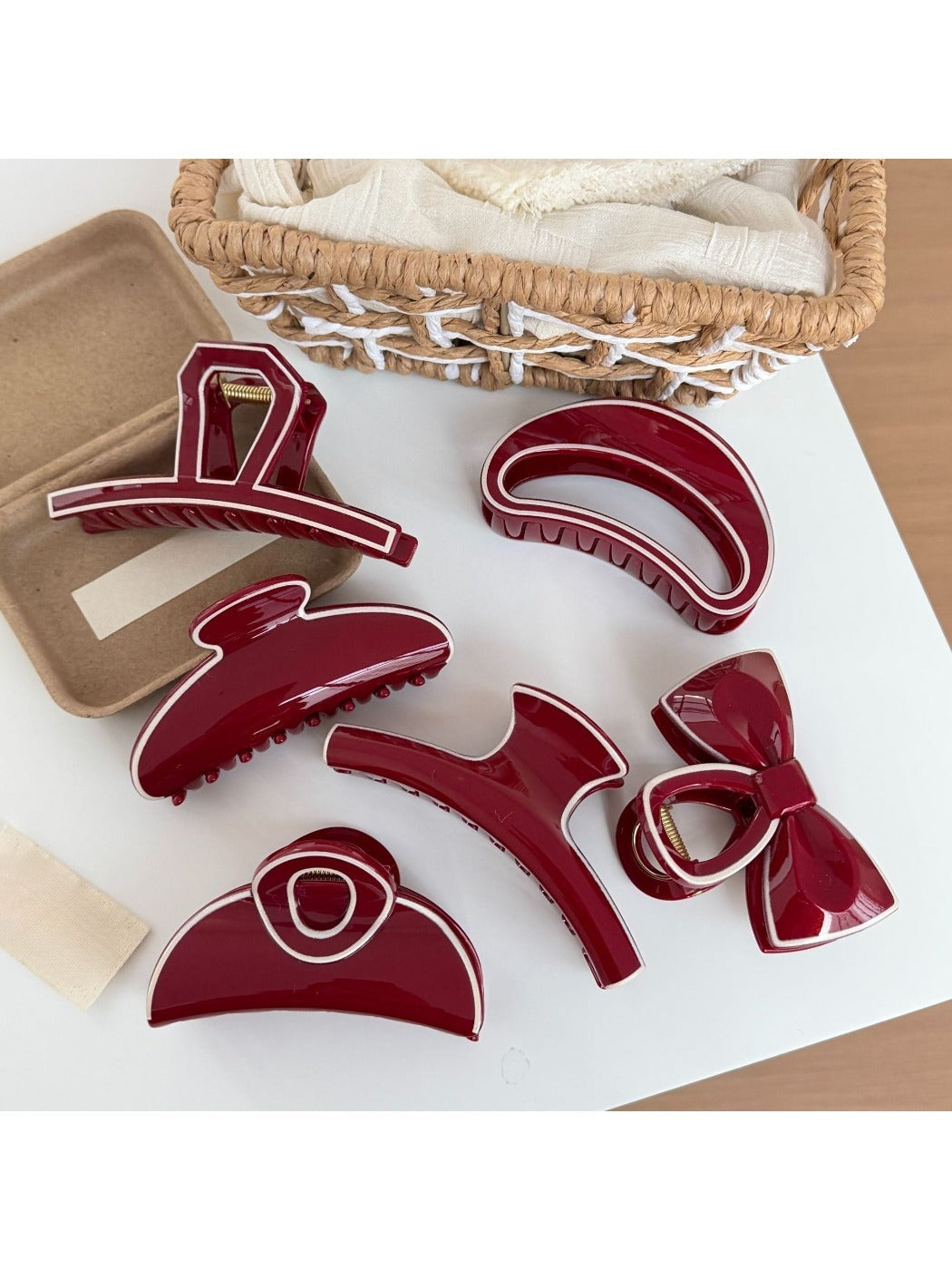 Beau - Red Irregular-Shaped Hair Clip