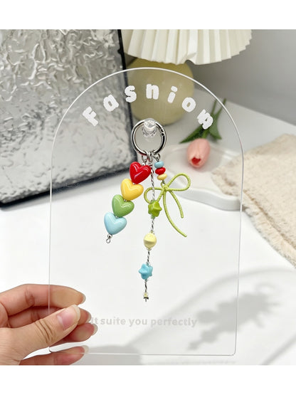 Keypus - Acrylic Heart and Bow Charm Chain Keychain