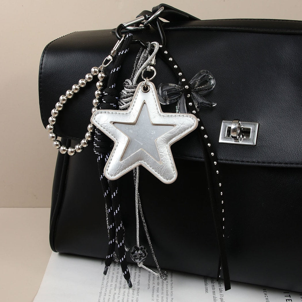 Keypus - Star Mirror PU Bag Charm Keychain