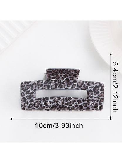 Beau - Leopard Print Square Openwork Claw Clip