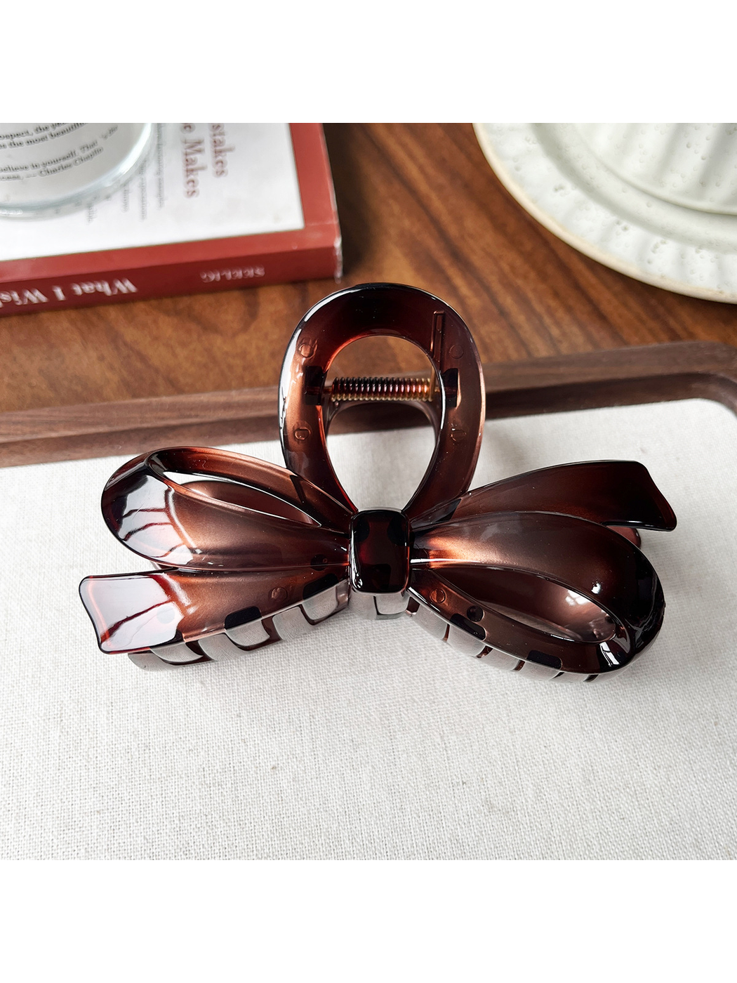 Beau - PC Bow Accent Geometric Ring Hair Claw Clip
