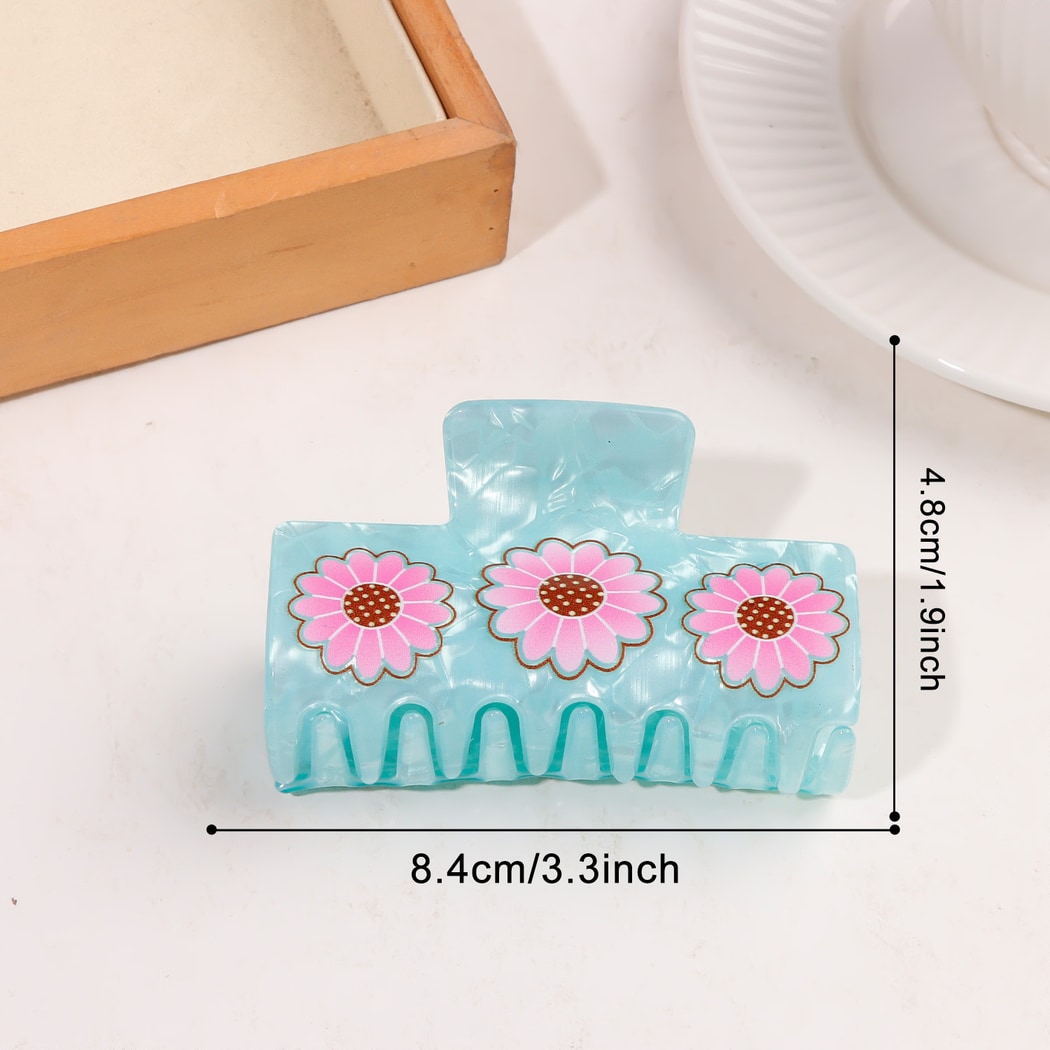 Beau - Sweet Style Pink Flower Pattern Claw Clip