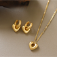 Earedge - Geometric Heart Design Fashion Earrings