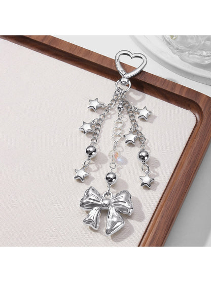 Keypus - Y2K Alloy Bow and Star Dangle Keychain
