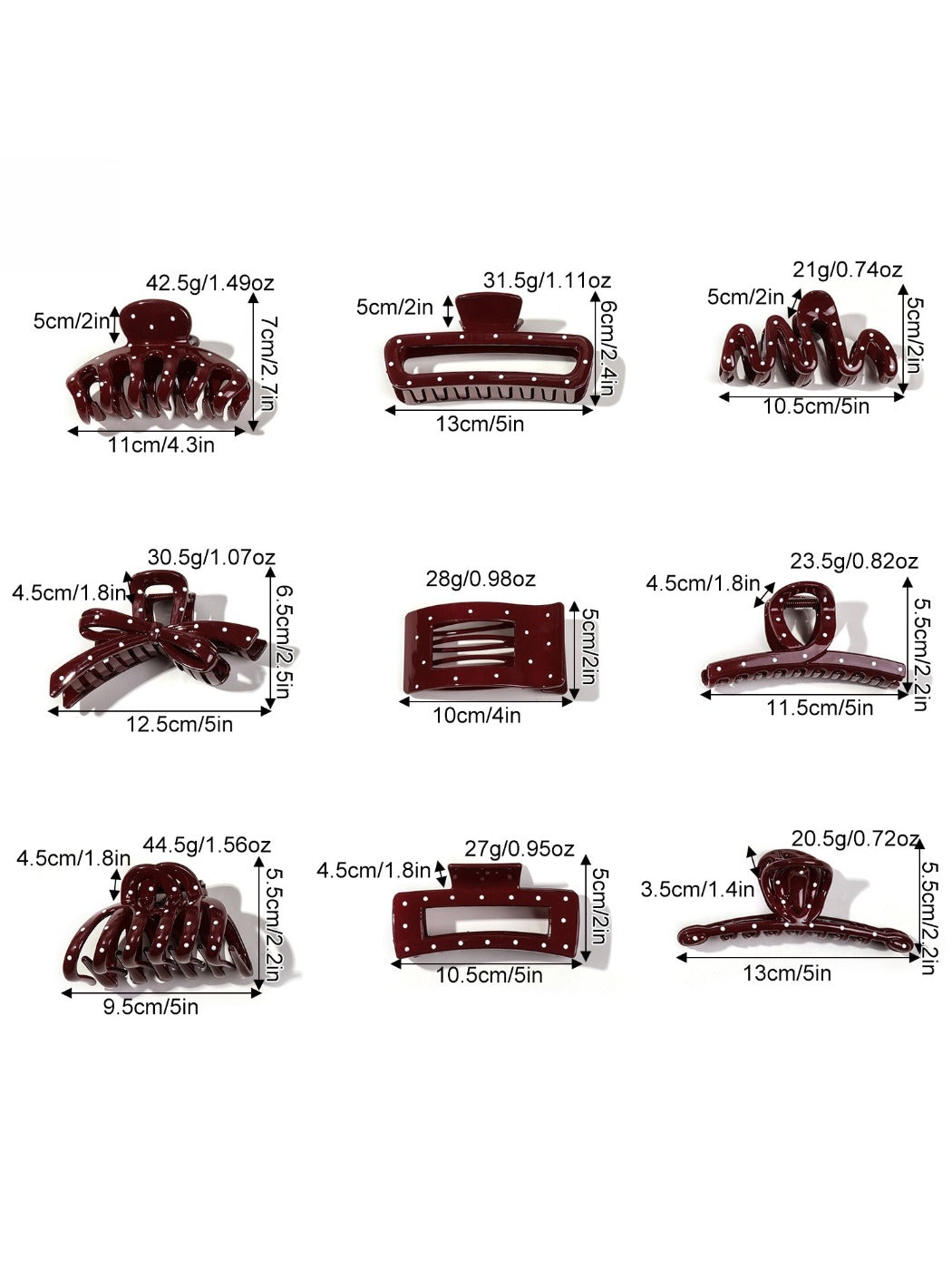 Beau - Stylish Wine Red Hair Claw Clips