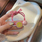 Gifty - Smiley Face Beaded Bow Elastic Hair Tie