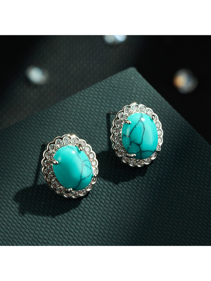 Earedge - Vintage Oval Geometric Alloy Stud Earrings