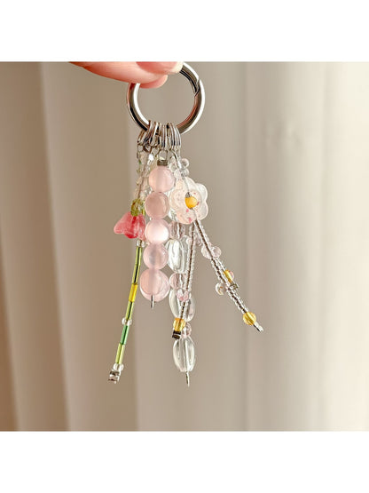 Keypus - Lily of the Valley Beaded Tassel Bag Charm Keychain