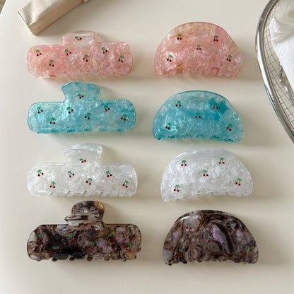 Beau - Cherry Motif Irregular Acetate Claw Clip
