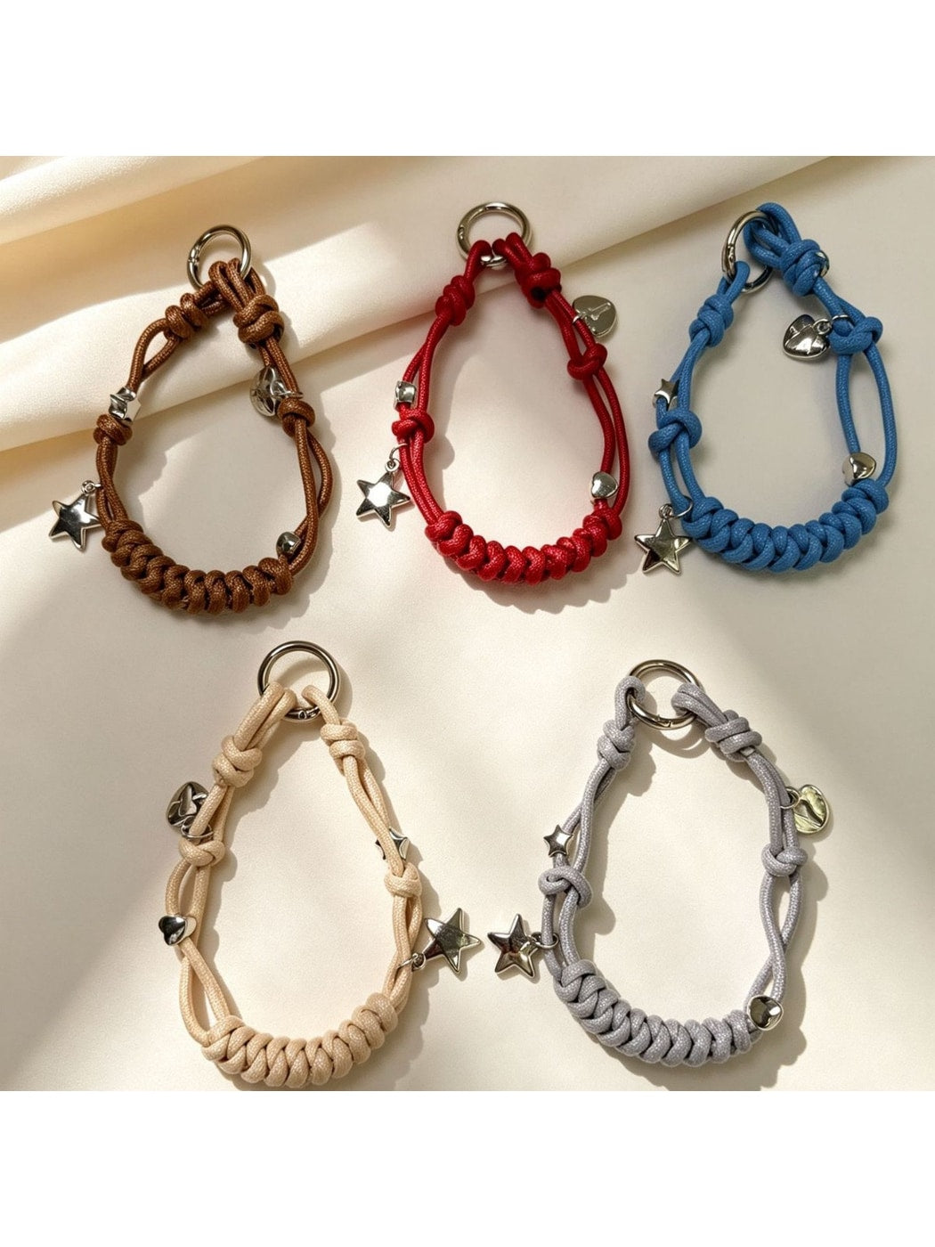Keypus - Star Detail Woven Phone Strap Alloy Keychain