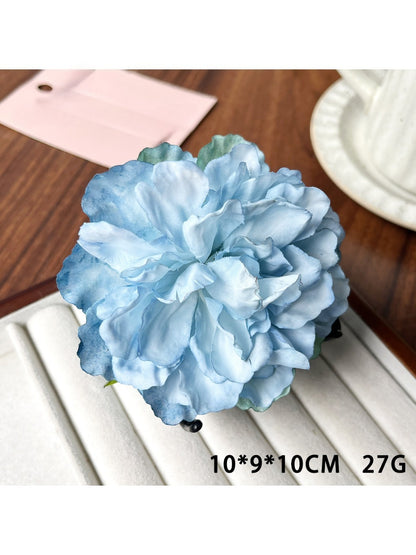 Beau peony flower claw clip displayed on white background showing full clip