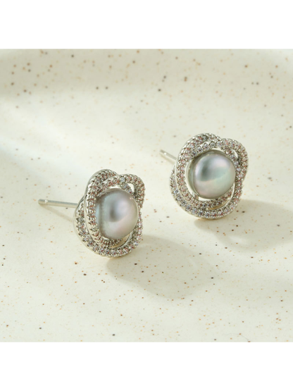 Earedge - Geometric Twisted Double Ring Stud Earrings