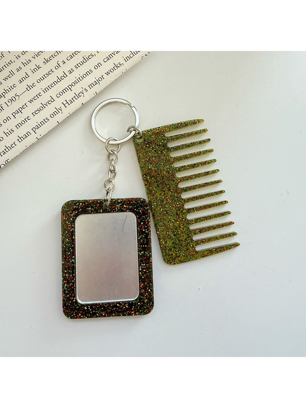 Keypus - Rectangular Glitter Comb Keychain