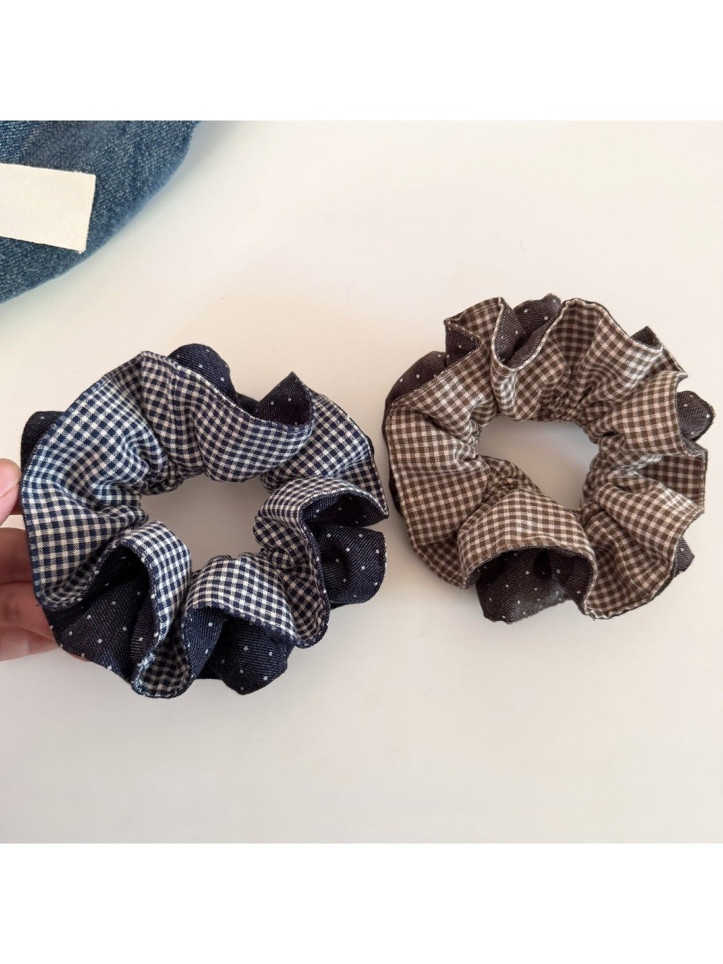 Gifty - Trendy Plaid Polka Dot Scrunchie
